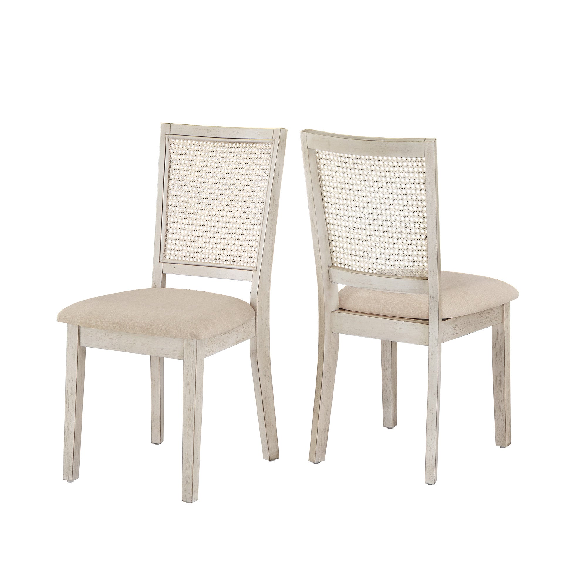 White cane outlet back dining chairs