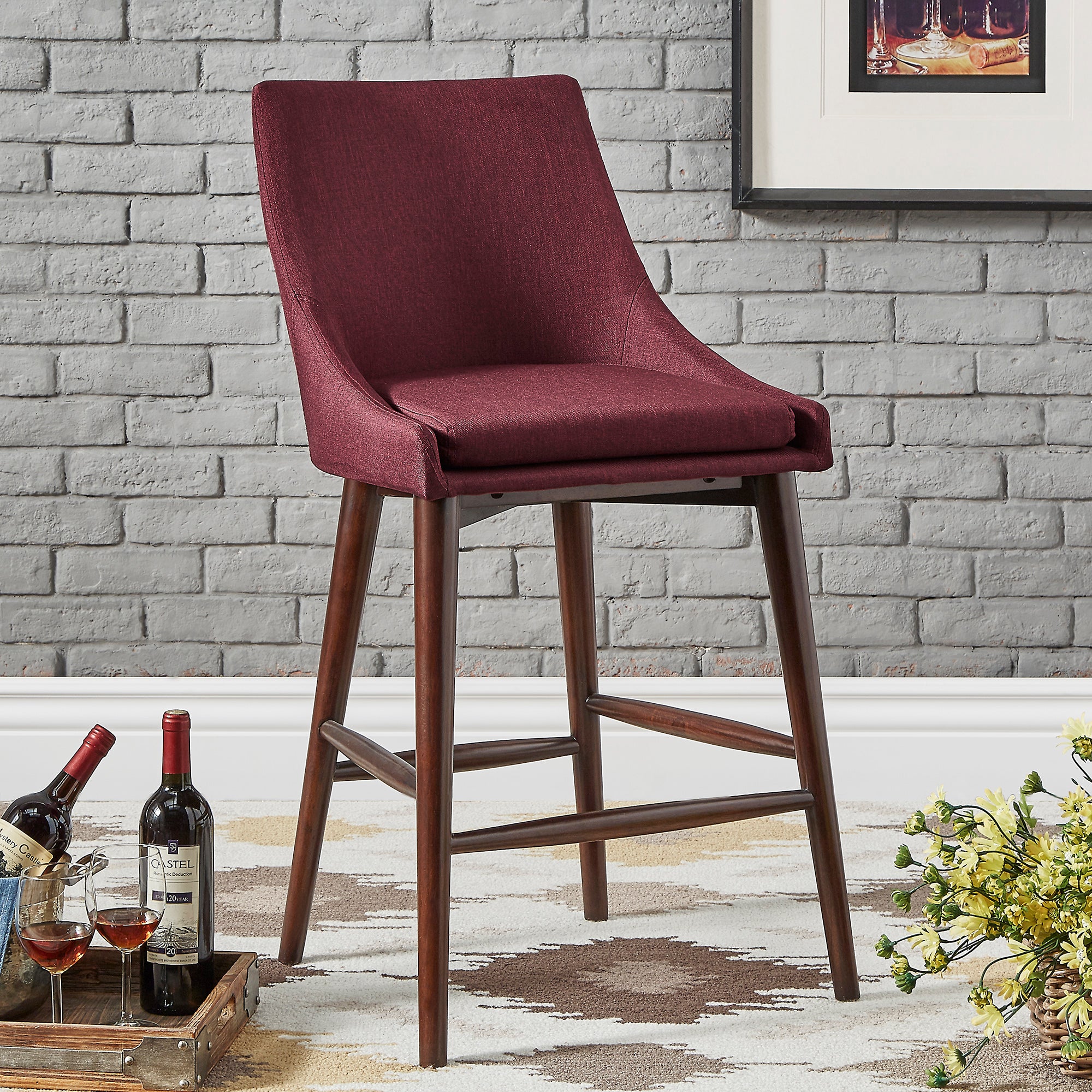 Burgundy counter 2024 height stools