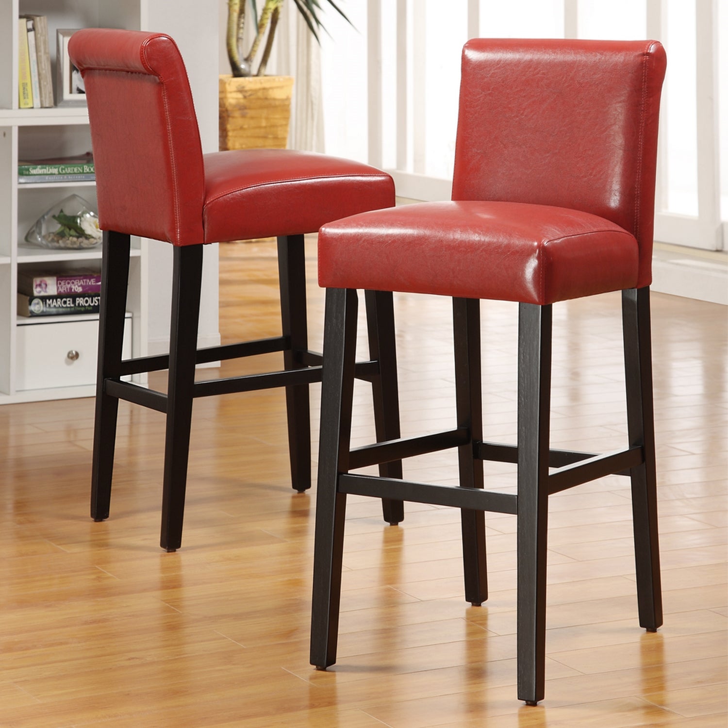 Faux leather bar discount stools with backs