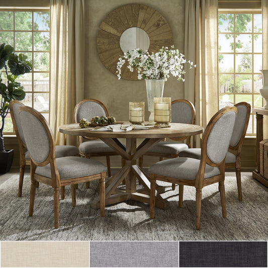 Round 7-Piece Dining Set - Dark Gray Linan, Round Chair Backs