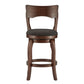 Swivel 24-inch Brown Counter Height Barstool - Dark Gray Linen