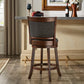 Upholstered Back Swivel Stool - 24" Counter Height, Cherry Finish, Dark Gray Linen