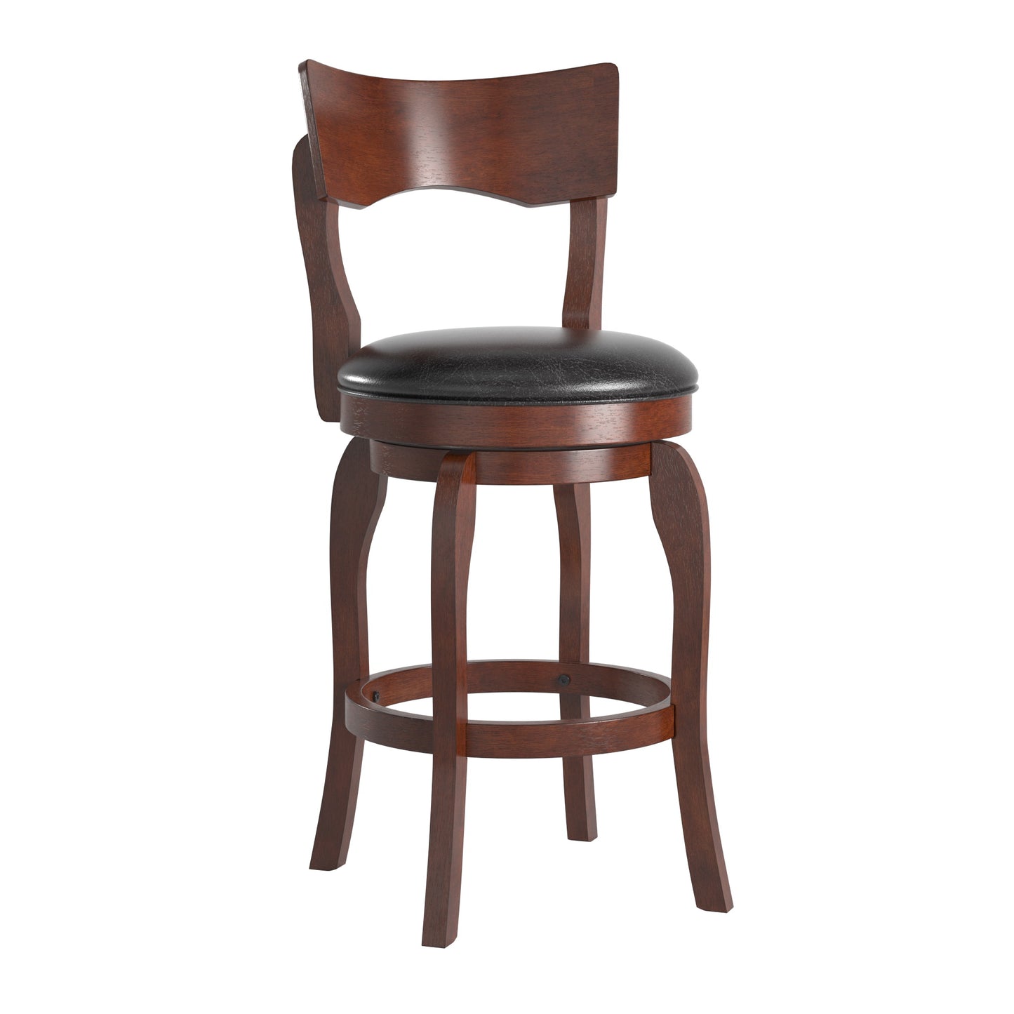 Swivel 24-inch Brown Counter Height Barstool - Brown Faux Leather