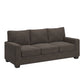 Modern Fabric Upholstered Square Arm Sofa - Sofa, Brown Chenille Fabric