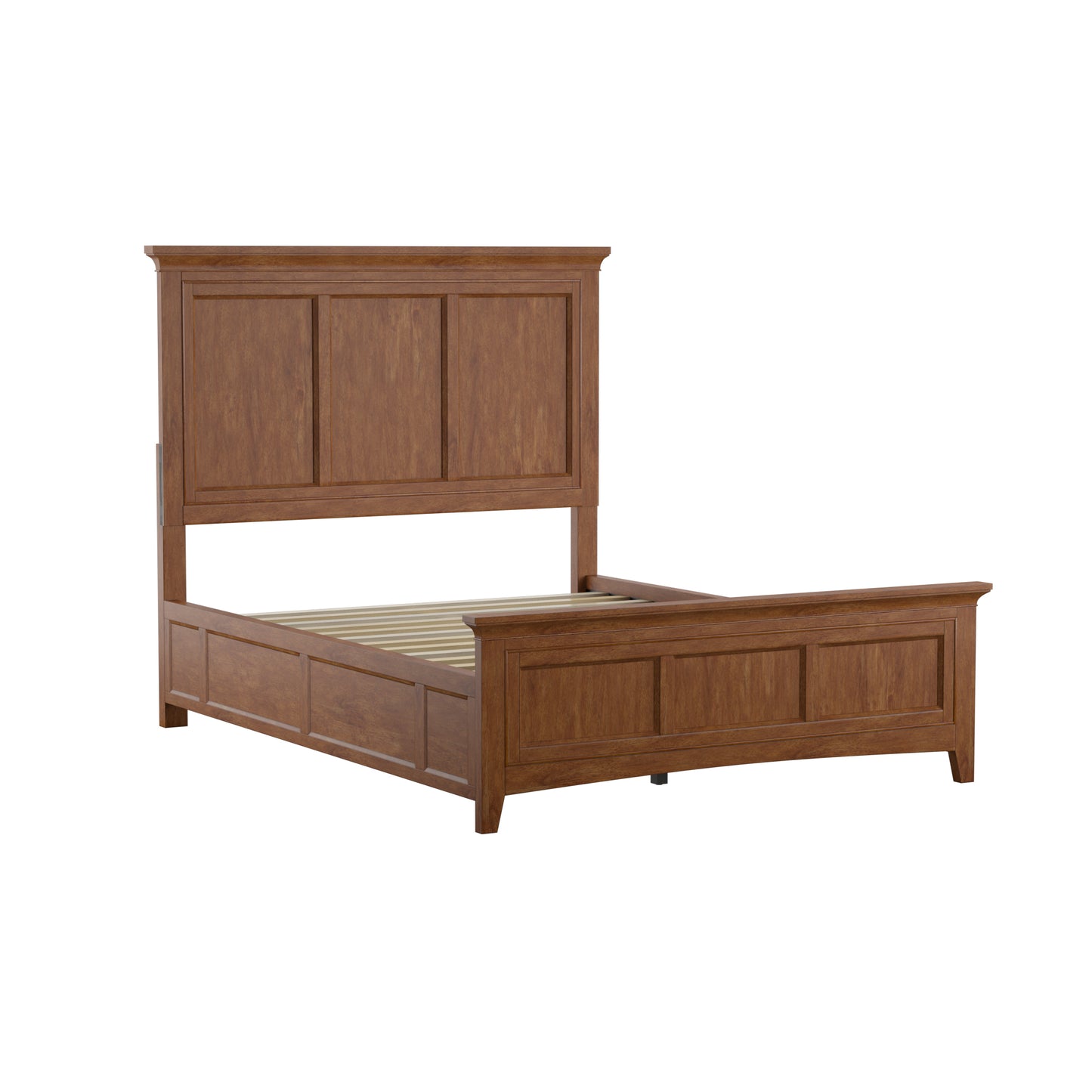 Wood Panel Platform Bed - Oak Finish, Queen Size