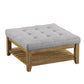 Pine Planked Storage Ottoman Coffee Table - Gray Linen, Dimpled Tufted