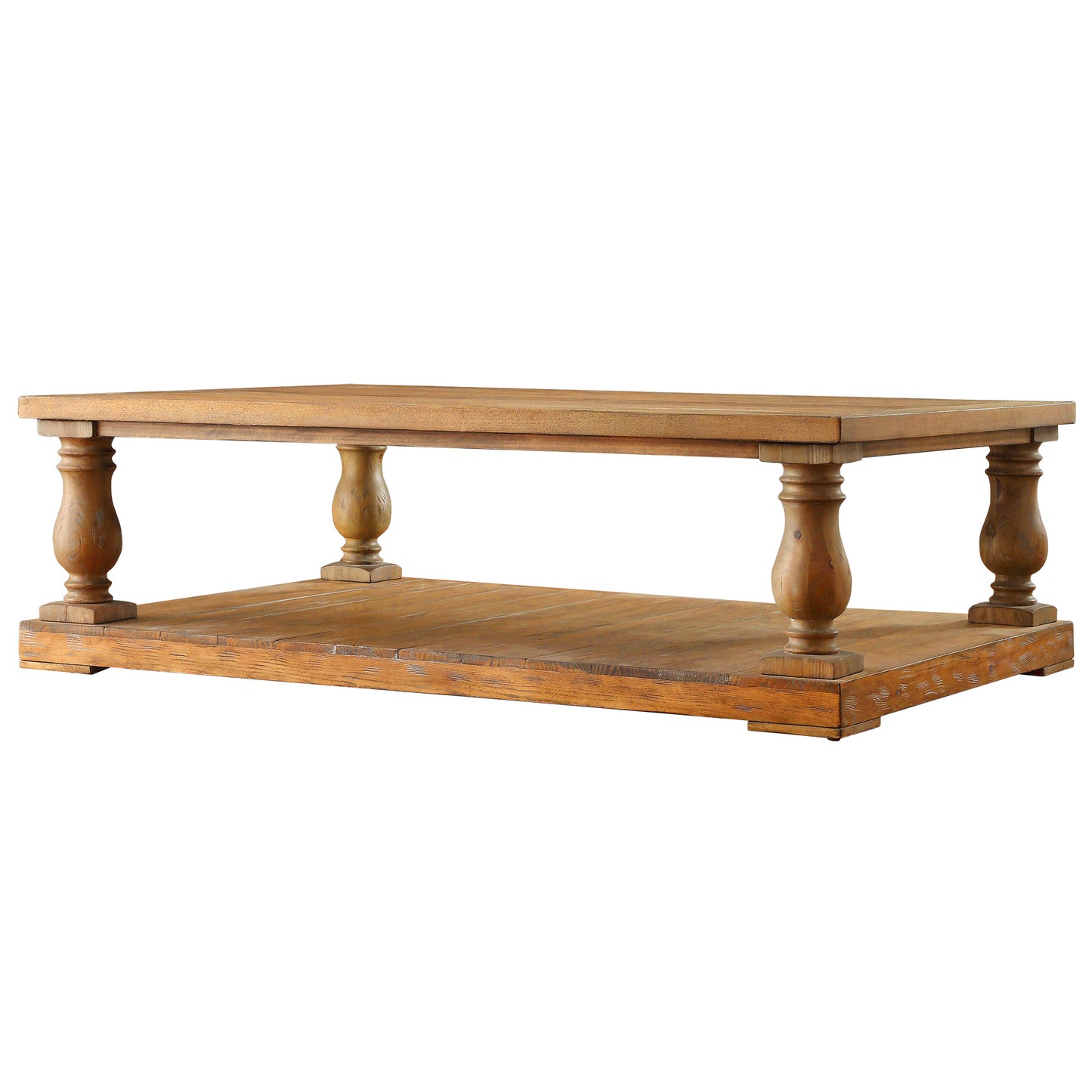 Baluster 60-inch Reclaimed Wood Coffee Table - Light Distressed Natural Finish