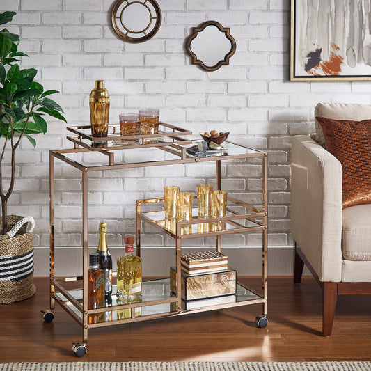 Champagne Gold and Mirror Bar Cart