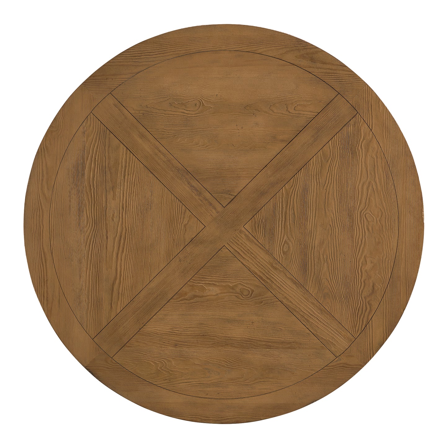 Rustic X-Base Round Pine Finish Dining Table - Pine Finish, 60-inch