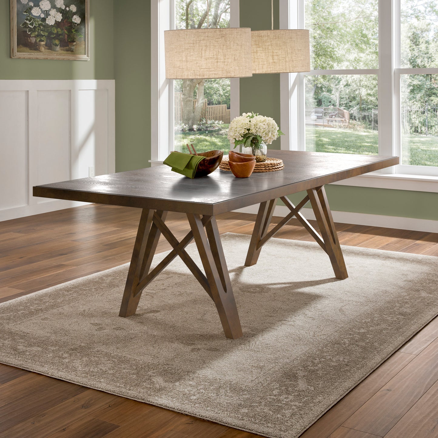 Wood Finish 72"-90" Extendable Dining Table - Walnut