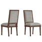 Rectangular Linen and Wood Dining Chairs (Set of 2) - Gray Linen, Brown Finish