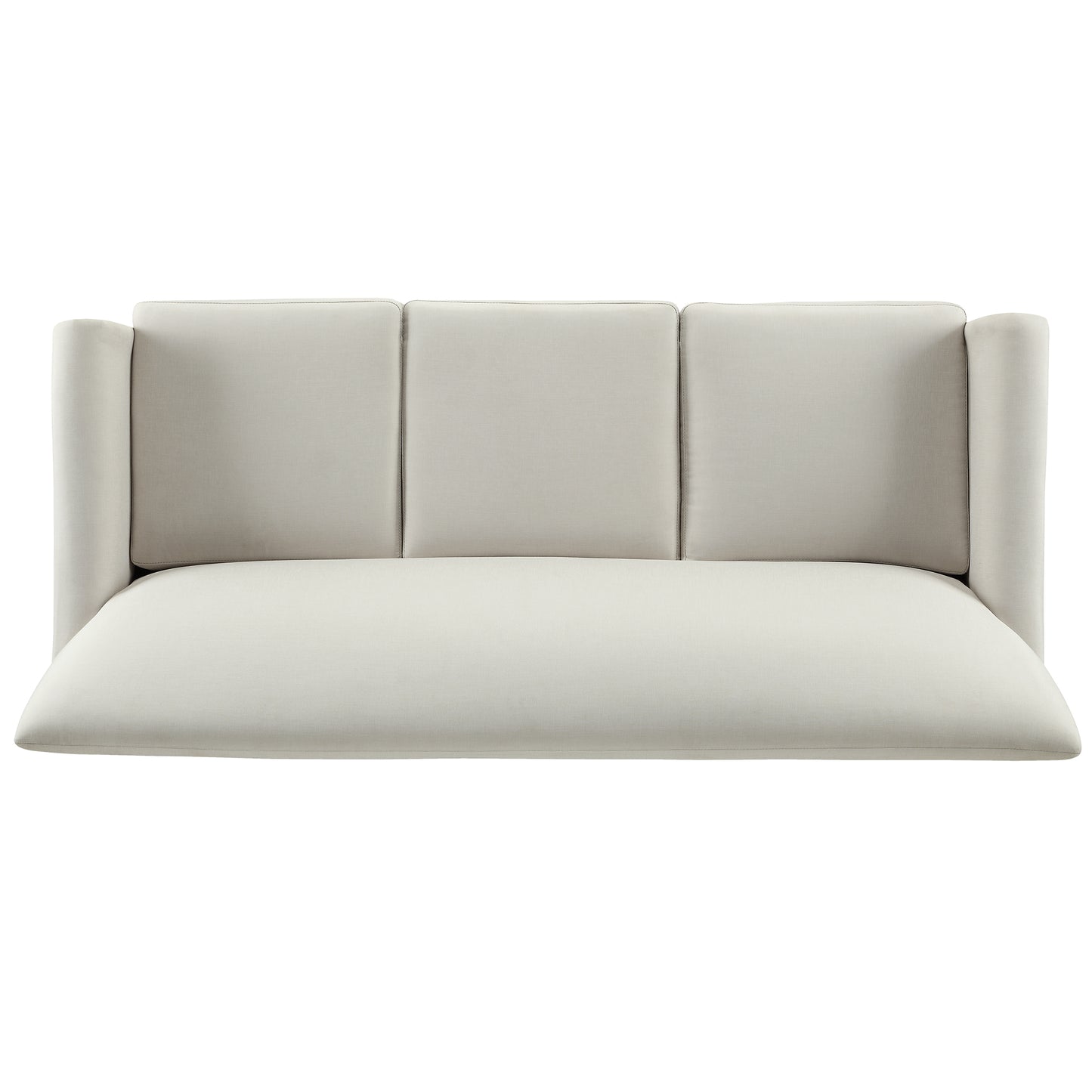 Modern Sofa - White Linen, Espresso Finish