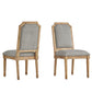 Arched Linen and Wood Dining Chairs (Set of 2) - Gray Linan, Natural Finish