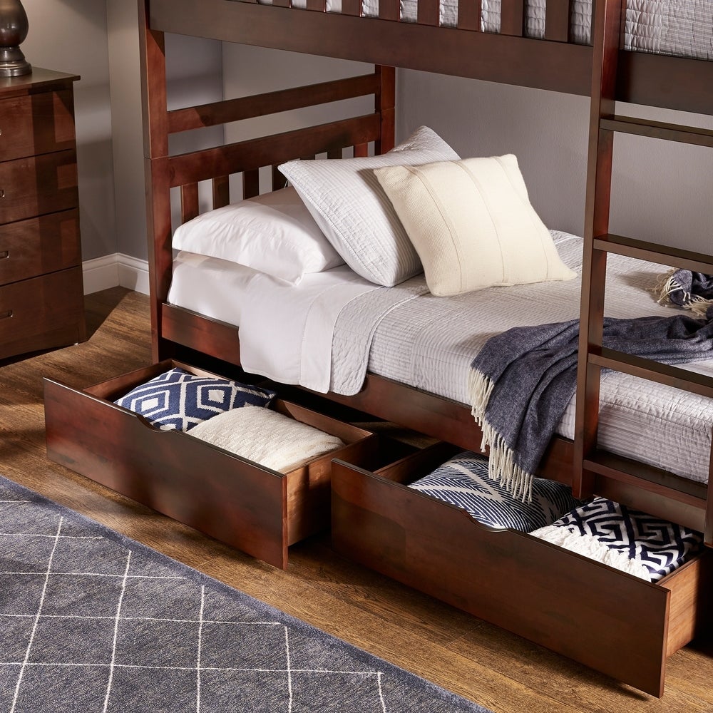 Dark Cherry Finish Kids Bunk Bed Full over Full Bunk Bed with Storage Drawers by iNSPIRE Q Junior iNSPIRE Q Home