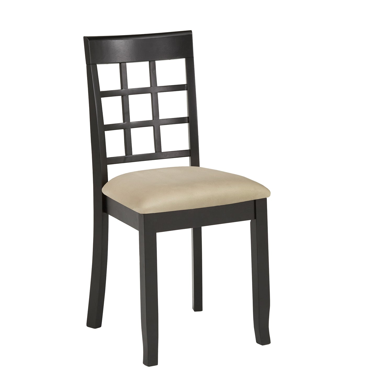 Black Wood Dining Set - Round Dining Table, Window Back Chairs, 5-Piece Set