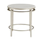 Champagne Silver Finish Round Marble Top End Table