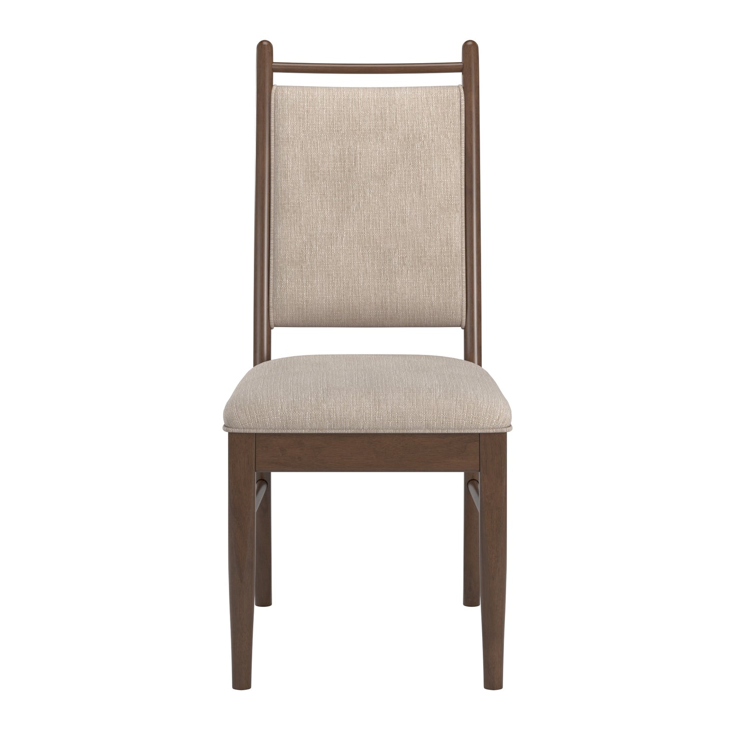 Wood Finish Beige Fabric Dining Chair (Set of 2) - Walnut