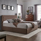 Tufted Linen Headboard Storage Platform Bed - Brown Linen, King (King Size)