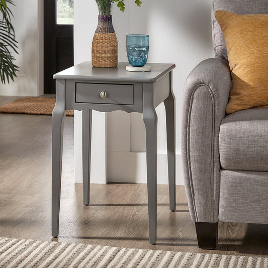 1-Drawer Wood Side Table - Gray