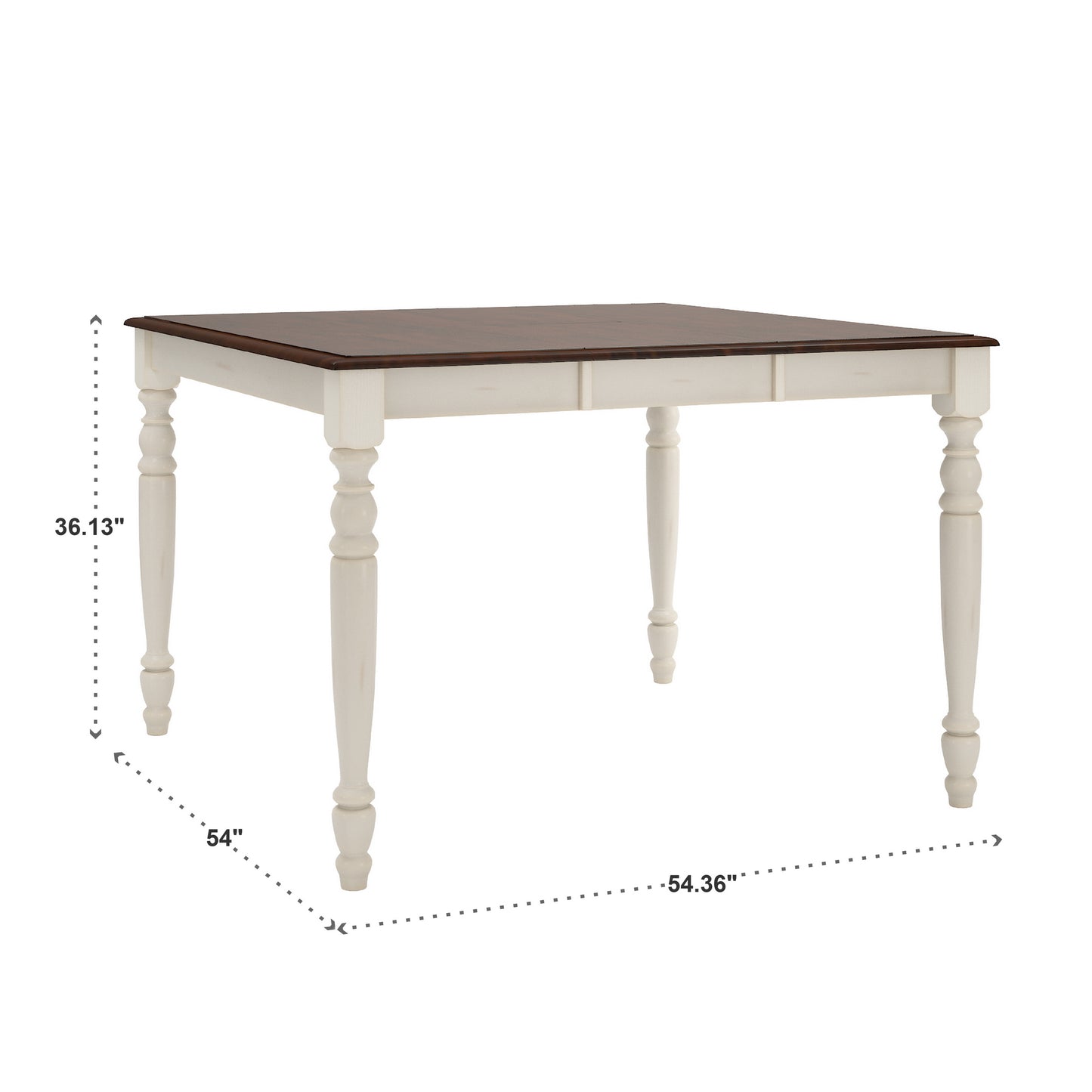 Counter Height Two-Tone Extending Dining Set - Antique White, Scroll Back, 7-Piece Set