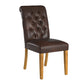 Premium Tufted Rolled Back Parsons Chairs (Set of 2) - Brown Bonded Leather