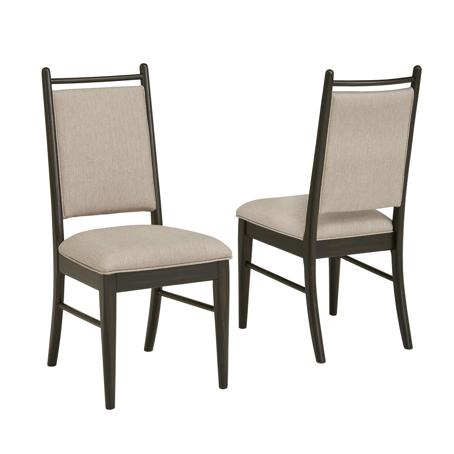 Wood Finish Beige Fabric Dining Chair (Set of 2) - Black Oak