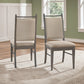 Wood Finish Beige Fabric Dining Chair (Set of 2) - Gray