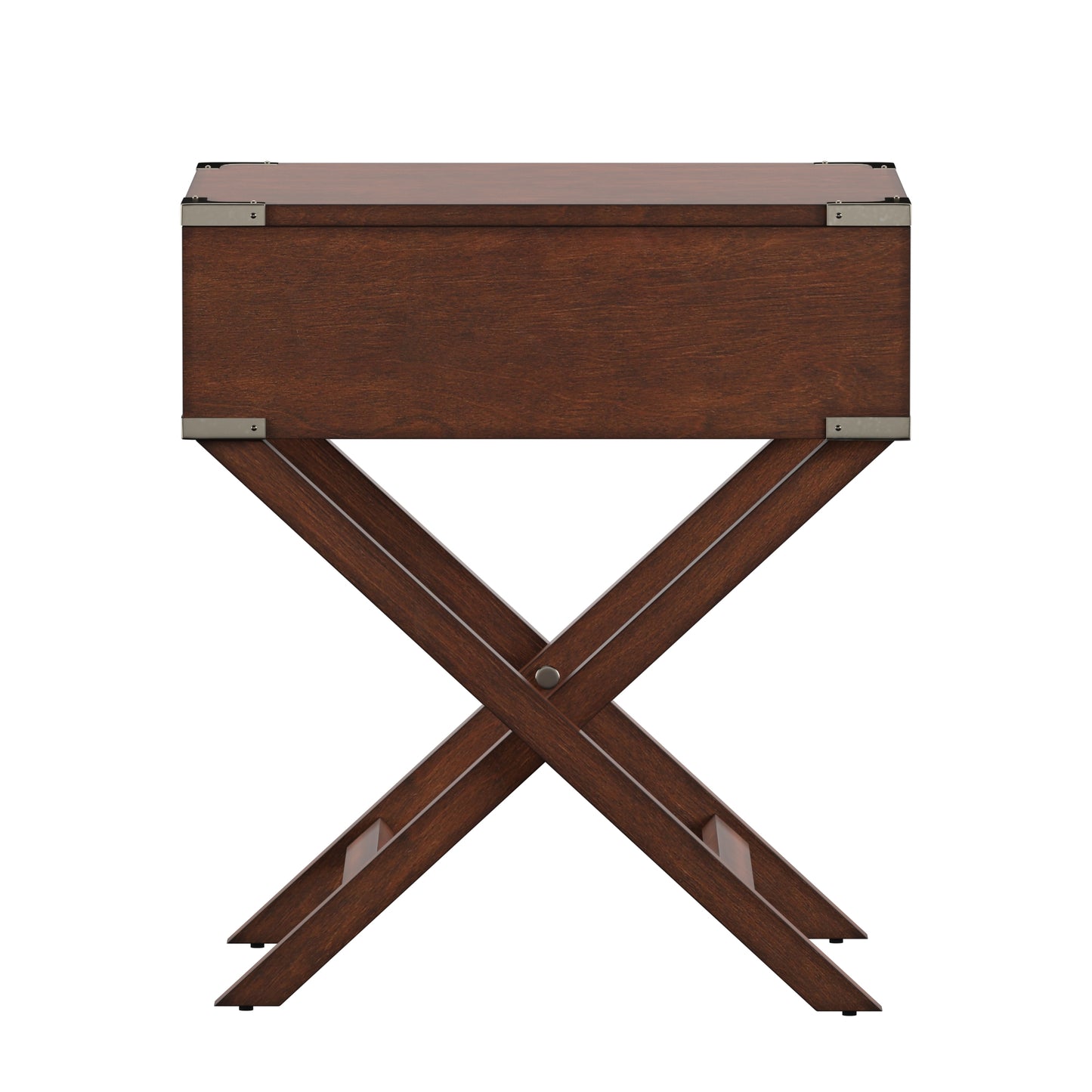 X-Base Wood Accent Campaign Table - Espresso