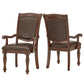 Brown Faux Leather Dining Chairs (Set of 2) - Arm Chairs