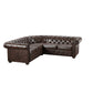 5-Seat L-Shaped Chesterfield Sectional Sofa - Brown Bonded Leather