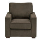 Modern Fabric Upholstered Square Arm Sofa Set - Living Room Chair, Loveseat and Sofa, Brown Chenille Fabric