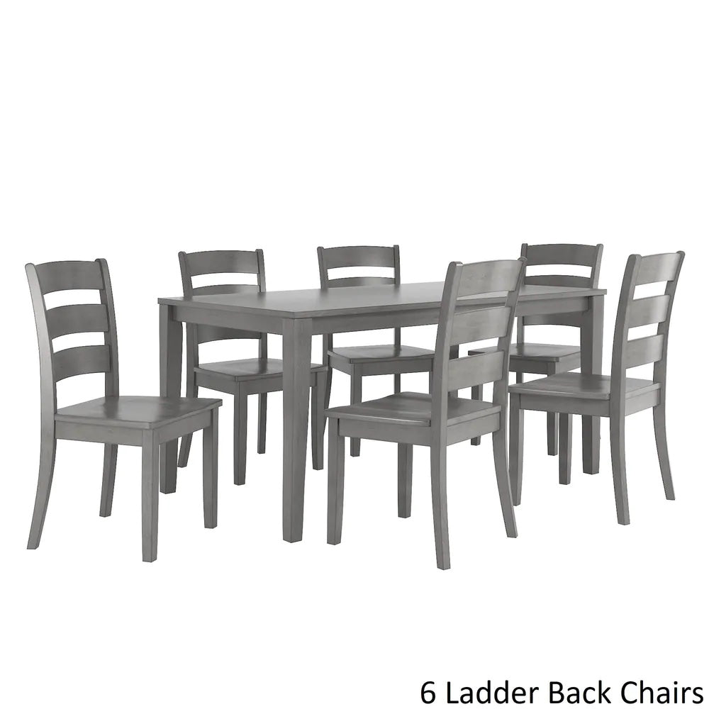 60-inch Ractangular Antiqua Gray Dining Sat - Ladder Back Chairs, 7-Piece Set