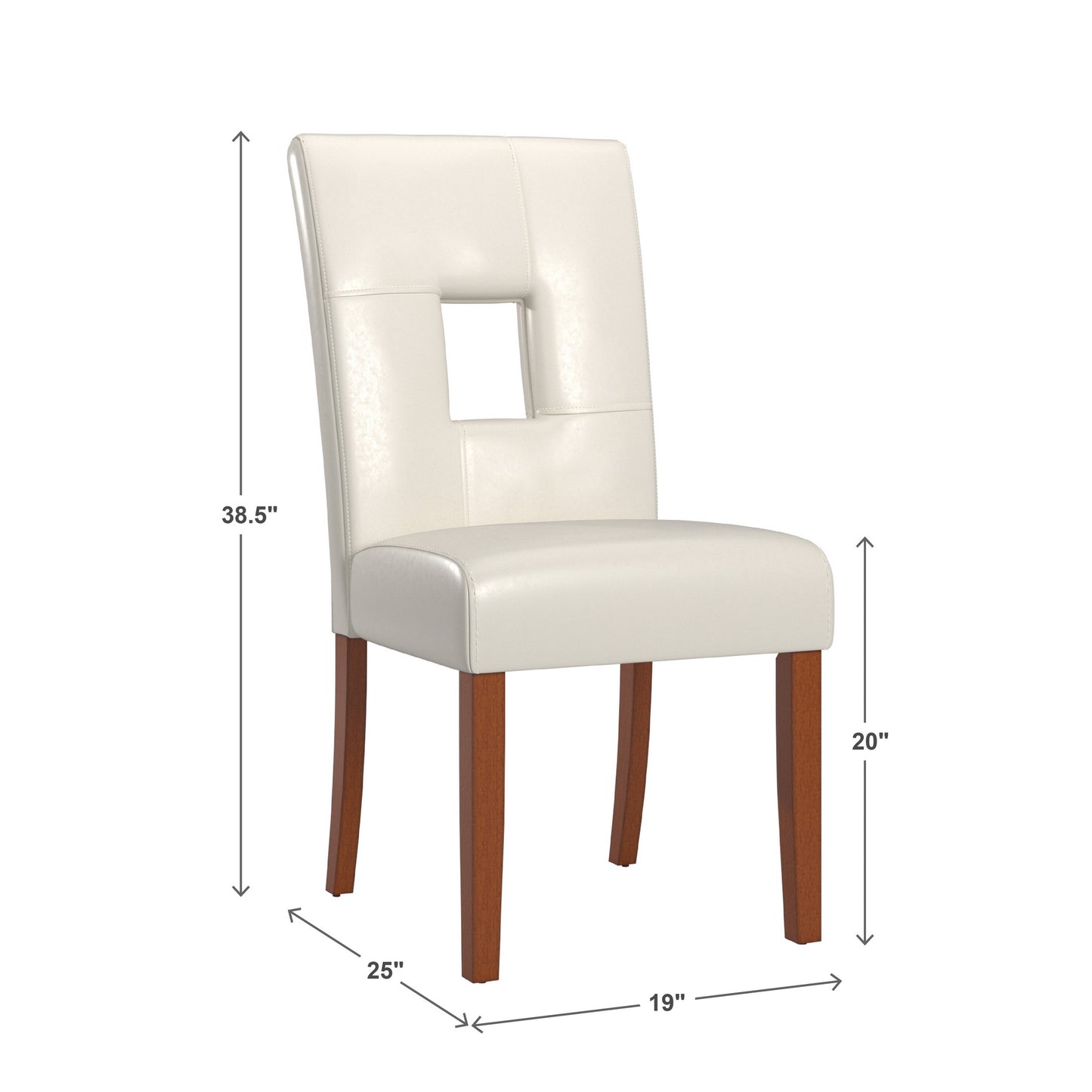 White Faux Leather Keyhole Dining Chairs (Set of 2)