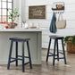 Saddle Seat 29" Bar Height Backless Stools (Set of 2) - Antique Dark Denim Finish