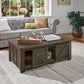 Barn Door Coffee Table with Storage - Antiqua Gray Finish