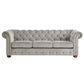 Tufted Scroll Arm Chesterfield Sofa - Gray Velvet