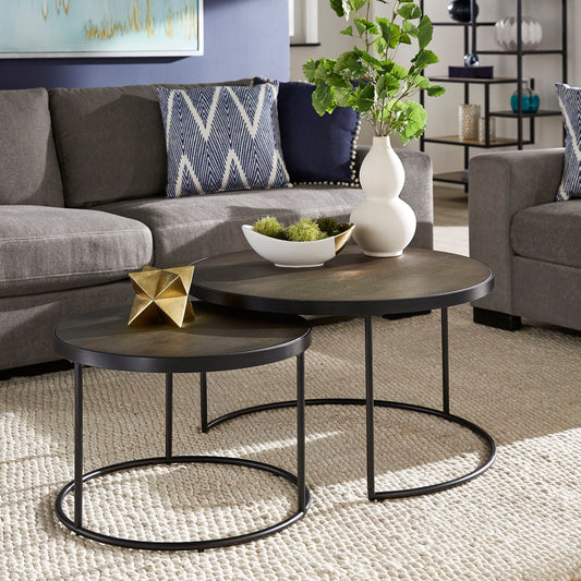 Faux Stingray Round Nesting Coffee Table