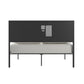 Metal Platform Bed with Geometric Headboard - Black, Full (Full Size)