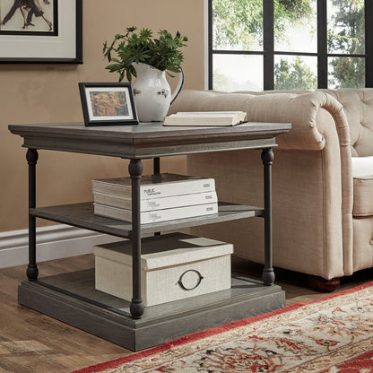 Cornice Accent Storage Side Table - Gray Finish