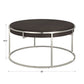 Round Table with Metal Base - Dark Walnut Finish, End Table and Coffee Table Set