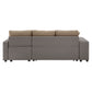 Multifunctional Two-Tone Fabric Convertible Chaise Sofa with Two Ottomans, Two Pillows, and Storage - Brown