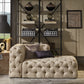 Beige Linen Tufted Chesterfield Modular Sectional - 4-Seat, L-Shaped, Right Arm Chaise Sectional