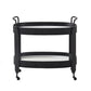 Black Finish Metal Oval Bar Cart with Clear Tempered Glass