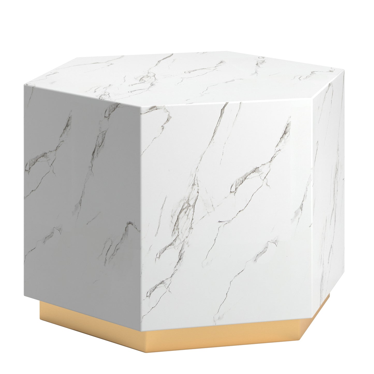 Faux Marble Coffee Table - White, Hexagon (Set of 2)