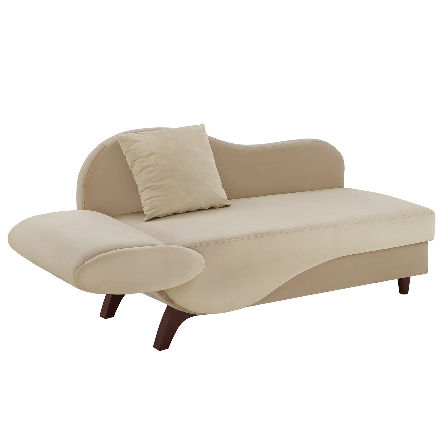 Two-Tone Dark & Light Functional Chaise With 1 Pillow - Beige