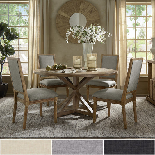 Round 5-Piece Dining Set - Dark Gray Linan, Ractangular Chair Backs