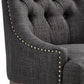 Upholstered Button Tufted Wingback Chair - Dark Gray Linen