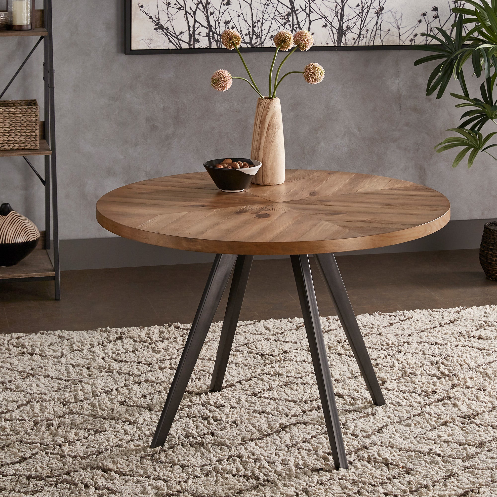 Oak Top Black Finish Dining Table by iNSPIRE Q Modern iNSPIRE Q Home