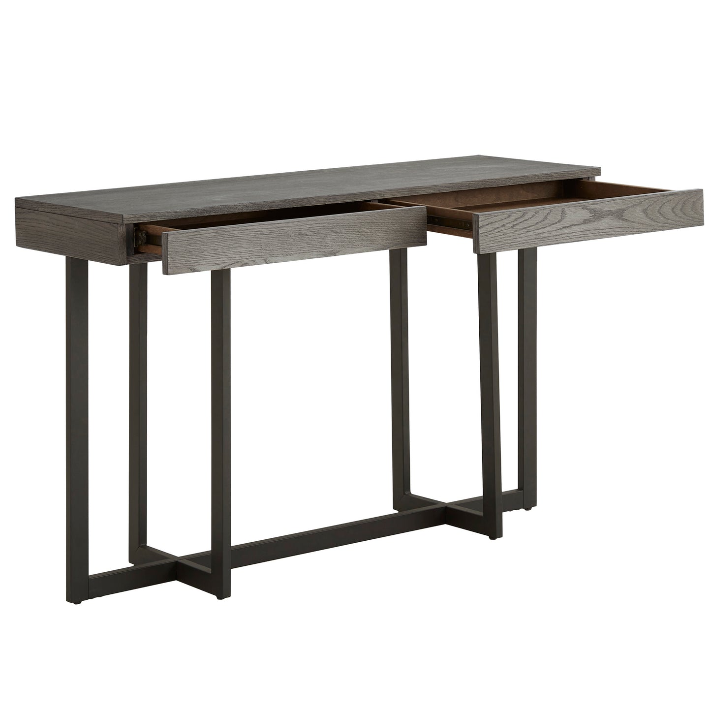 Wood Finish Sofa Table with Two Drawers - Gray Finish