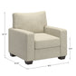 Modern Fabric Upholstered Square Arm Sofa - Living Room Chair, Beige Woven Fabric